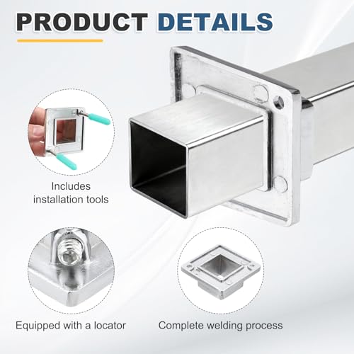 uxcell 3Pcs Square Post Base for 1.2x1.2 Posts Fittings, 1.9mmT Stainless Steel Flange Bases Deck Post Brackets Heavy Duty for Deck Fence Railing Handrail Mounting - size: 1.2" x 1.2"