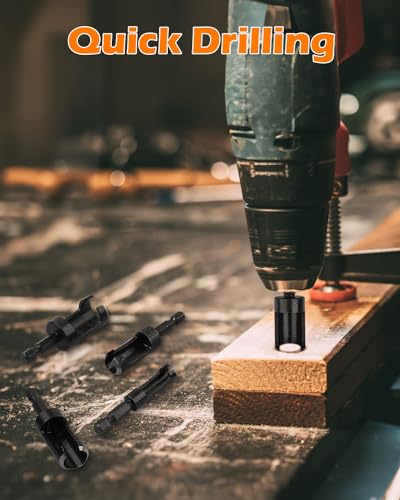 8Pcs Plug Cutter, 1/4-5/8 in Wood Plug Cutters Drill Bit Set - style: Hex Shank