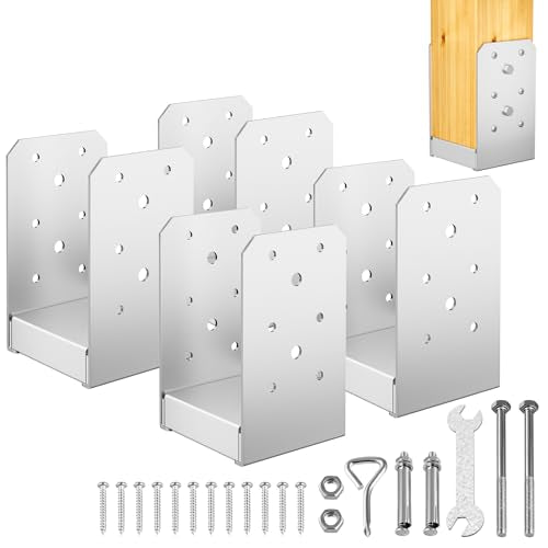 4"x4" Post Base, 4Pcs Stainless Steel Adjustable Post Anchor Bracket - size: 4x4