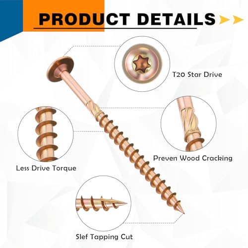 MorningRo 1500 Pcs #8 x 2-1/2" Cabinet Screws, Wood Screws for Furniture - size: #8 x 2-1/2"-Standard