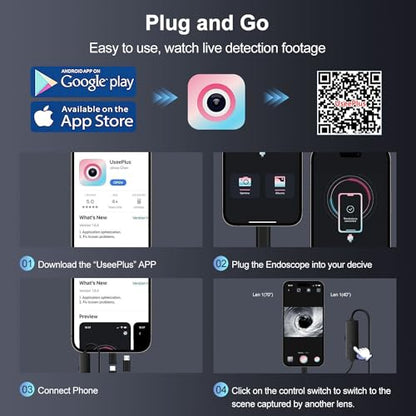 1920P Single Lens Waterproof Endoscope Camera with Light for iOS Android - color: Single-Lens-Black