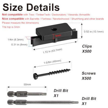 500Pack Polymer Hidden Deck Fasteners for Composite Decking Board