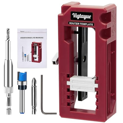 Door Hinge Jig Router Template for Woodworking - color: Dark Red