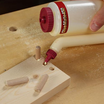 Milescraft 5222 Glue Mate 150-5oz. (150ml) Precision Wood Glue Bottle - Anti-Drip - Dowel and Biscuit Tips Included - Easy Flow Multi-Chamber Design - Ideal for Woodworking - size: 5