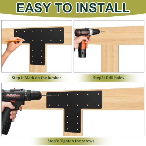 2 Pcs 16.8"x12" T Post Brackets, 3MM Thick T Flat Mending Plate - size: T shape(16.8''x12''x5'')