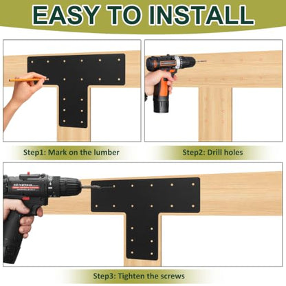 2 Pcs 16.8"x12" T Post Brackets, 3MM Thick T Flat Mending Plate - size: T shape(16.8''x12''x5'')