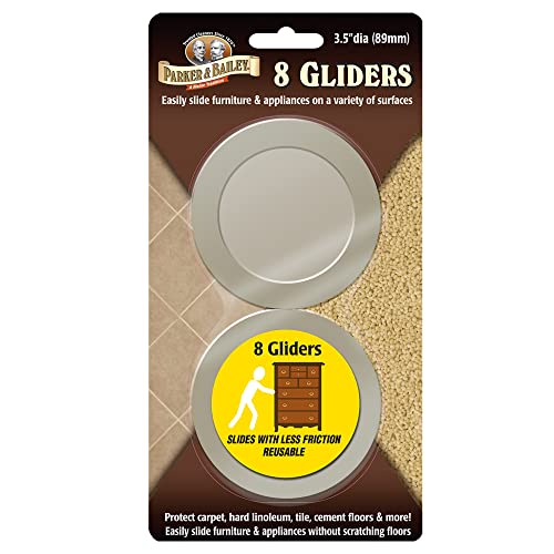 PARKER & BAILEY Furniture Gliders - 8 Gliders Sliders / Bumpers to Protect Floors & Furniture. Easily slide Furniture or Appliances on Hardwood Floors, Laminate Wood or Carpet - size: Set of 8