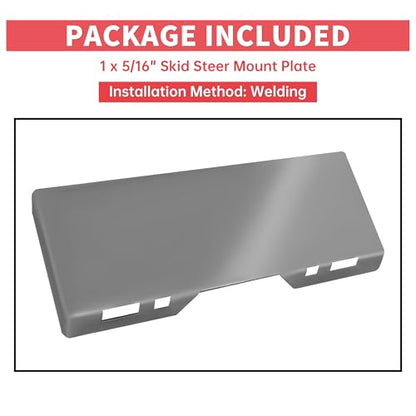 ECOTRIC 5/16" Skid Steer Attachment Plate Compatible with Bobcat & Kubota - size: 1 piece 5/16" thick