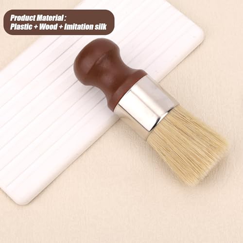 Gosknor Short Handle Salve Brush for Furniture, Leather & Wood Care Cleaning Brush with Comfortable Handle & Soft Bristles Wax Brushing Tool for Home Car Interiors (Brown)