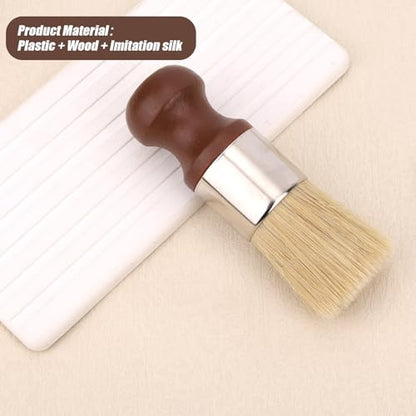 Gosknor Short Handle Salve Brush for Furniture, Leather & Wood Care Cleaning Brush with Comfortable Handle & Soft Bristles Wax Brushing Tool for Home Car Interiors (Brown)