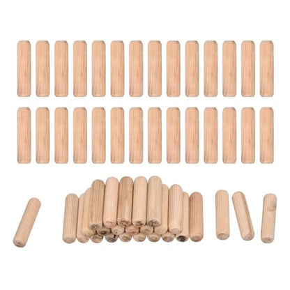 uxcell 60 Pcs Wooden Dowel Pins 10x40mm(0.39x1.57) Fluted Beveled Ends Wood Dowel Pegs Dried Hardwood for Woodworking Furniture Shelf - size: 10x40mm