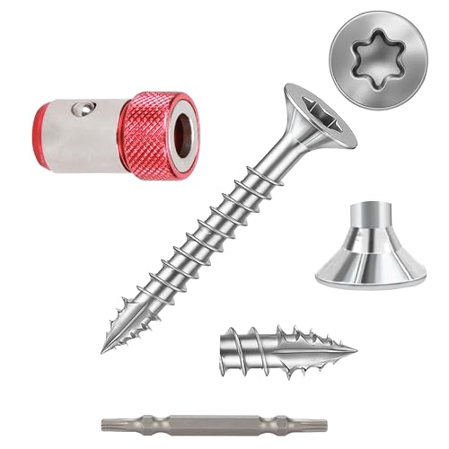 Wood Screws #4 × 3/4 inch Torx Star Drive Deck Screws Flat Head M3 × 20 Countersunk T10 Self Tapping Thread Cut 200pcs Carbon Steel Galvanized Very Small Size Screw (200PCS/Small Box) - color: Silver, size: #4×3/4