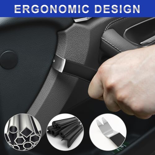 11Pcs AutoTrim Removal Tool Kit, Plastic & Metal Pry Tool Non-Scratch-Black - color: Black, size: 11 PCS