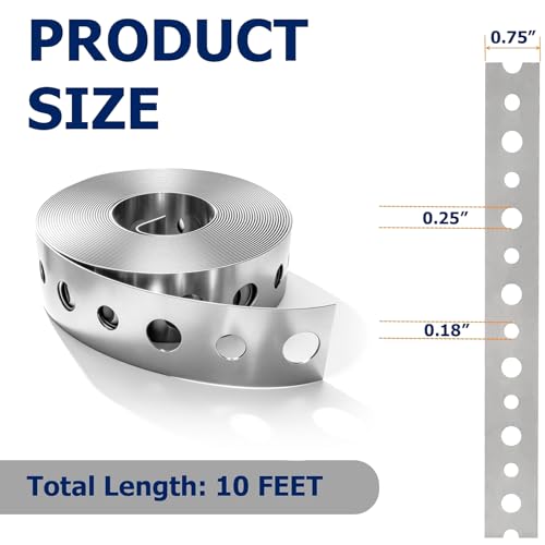 Galvanized Hanger Strap, 3/4 in x 10ft Galvanized Metal Pipe Strap, 4 Pack