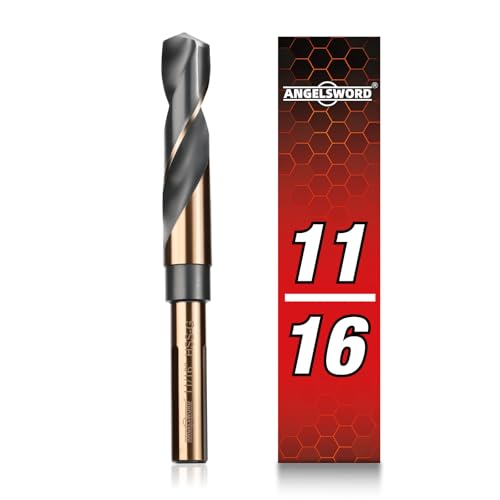 ANGELSWORD 11/16" Reduced Shank Drill Bit, M2 High Speed Steel Drill Bit for Hard Wood, Mild Steel, Cast Iron, Copper, Aluminum alloys and Other Sheet Metal - size: G. 11/16 inch