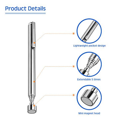 Honoson 2 Pcs Telescoping Inspection Mirror Set 3 Lb Magnetic Stick Gadget