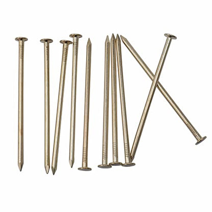 JEGONFRI 60PCS 3" x 12Ga Brass Plated Wall Nails for Hanging, Wood Nails - color: Gold, size: 3 In , 60 Pcs
