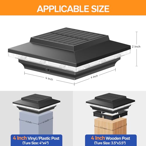 ELECLINK 12 Pack 4x4 Solar Post Cap Lights Upgraded, Brighter and Extended Beam to Light Post Fence Deck with Warm/White Light, Waterproof Outdoor Posts Solar Lights for Patio Porch Vinyl/Wooden Posts