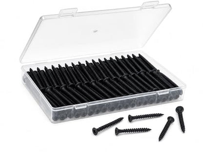#6x15-3/4 Wood Screws 130pk Self-Tapping Rust Resistant - color: Black 130 pcs