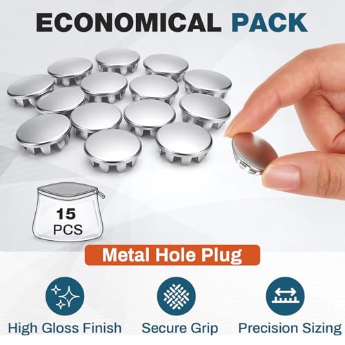 Hicarer 15 Pack Fit 5/8"(15.9mm) Hole Metal Hole Plugs - color: Silver, size: 5/8 Inch (15.9 Mm)