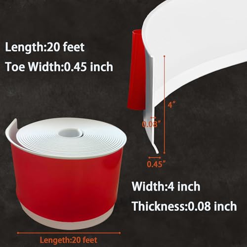 Vinyl Wall Base Baseboard Molding Trim 4" Flexible Self Adhesive Rubber Wall Base Moulding Trim Peel and Stick Design(60Ft, White) - color: White, size: 4 Inch×60Ft