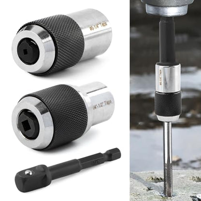 Tap Socket Set, 2pcs Tap Sockets With 1pc 3/8" Socket Adapter, Adjustable Taps Extractor Tool, Durable Threading-Tap Extractors for Taps Reamers Screw Extractors