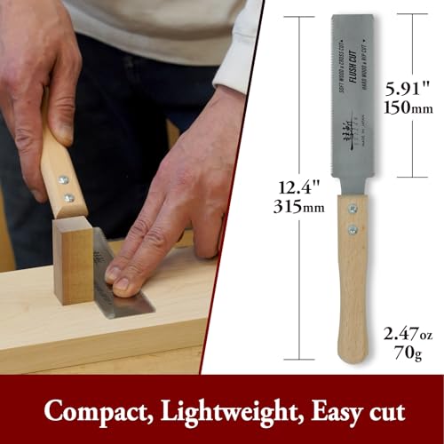 SUIZAN Flush Cut Saw 6" - Japanese Pullsaw Hand Saws Wood Cutting - size: 6 Inch (150mm), style: 6 Inch (150mm) Hand Saw