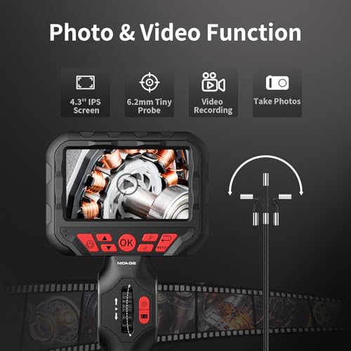Articulating Borescope 6.2mm Endoscope Inspection Camera with Light - size: 6.2mm Articulating Borescope