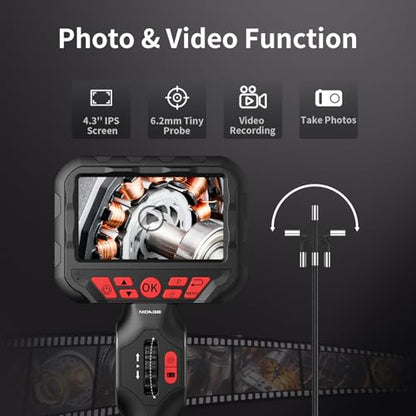 Articulating Borescope 6.2mm Endoscope Inspection Camera with Light - size: 6.2mm Articulating Borescope