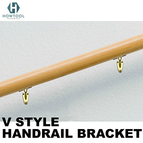 Handrail Bracket Heavy Duty Champagne Brass V Style, 3 Pack | HOWTOOL - color: Champagne Brass