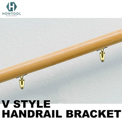 Handrail Bracket Heavy Duty Champagne Brass V Style, 3 Pack | HOWTOOL - color: Champagne Brass