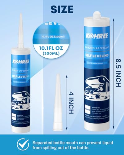 Kohree RV Roof Sealant 4 Pack, Self-Leveling Lap Sealant White