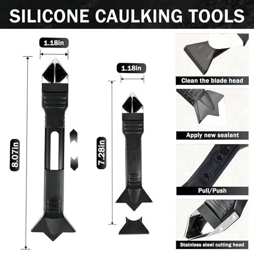 Caulk Remover Tool set 3 in 1，Silicone Caulking Sealant Smoothing