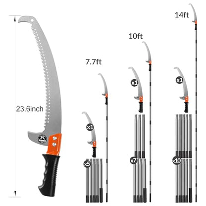 10FT Pole Saw for Tree Trimming 2-in-1 Hand Saw Steel Blade Tree Pruner - size: 10 FT