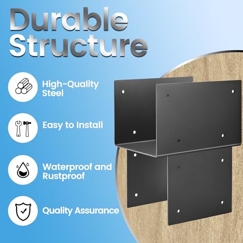 1 Pack 8x8 (Actual 7.5"x7.5") Metal Steel Post Cap Tie Brackets, Heavy Duty Pergola Bracket & Post to Beam Connector for Gazebo, Deck, Patio - size: 8in-1P