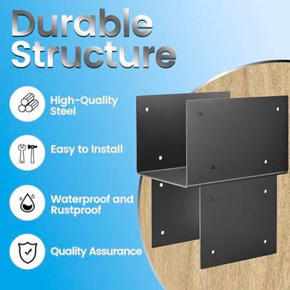2 Pack 8x8 (Actual 7.5"x7.5") Metal Steel Post Cap Tie Brackets, Heavy Duty Pergola Bracket & Post to Beam Connector for Gazebo, Deck, Patio - size: 8in-2P