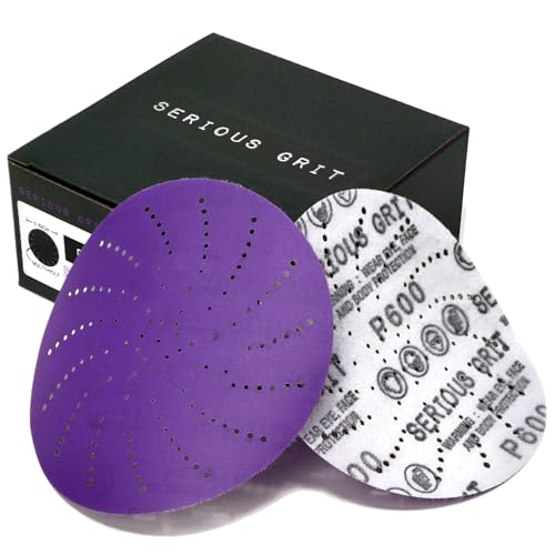 Serious Grit - 5-Inch P600 Grit Ceramic Multi-Hole Sanding Discs - 50 Pack - size: 600 Grit