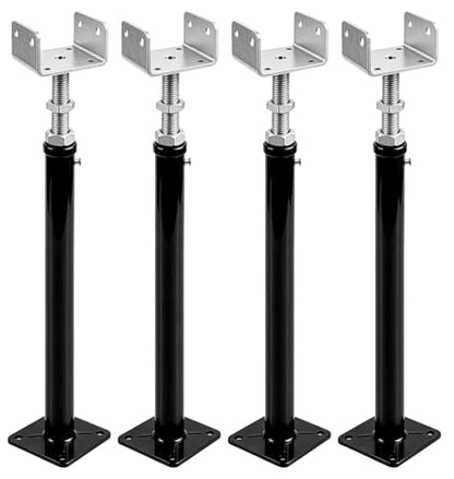 3.5"x3.5" U-Shaped House Jacks, Screw Jack Post for 4x2 4x4 4x6 Joists - color: Black, size: 16.5"-25.5"(4 Pack)