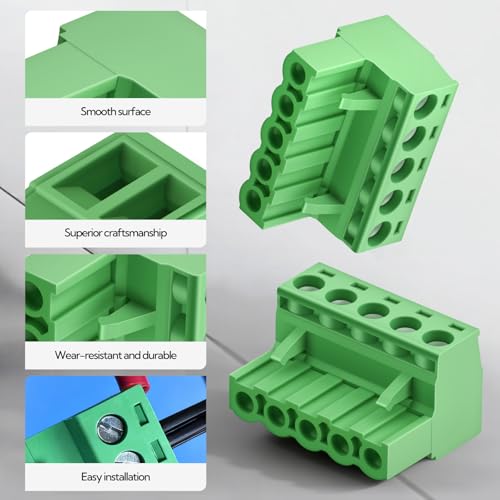 10 Sets 5P 15A 300V Terminal Block Assortment, 5.08mm Pitch PCB Mount Screw Terminal Block Connector for 12AWG - size: 5P
