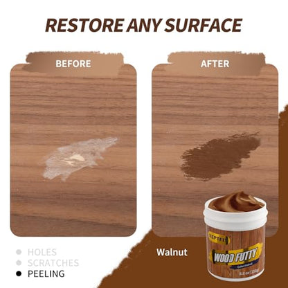 Walnut Wood Filler - 8.8 oz Paintable & Stainable Wood Repair Putty for Furniture - Quick Repair for Broken & Defective - color: Walnut