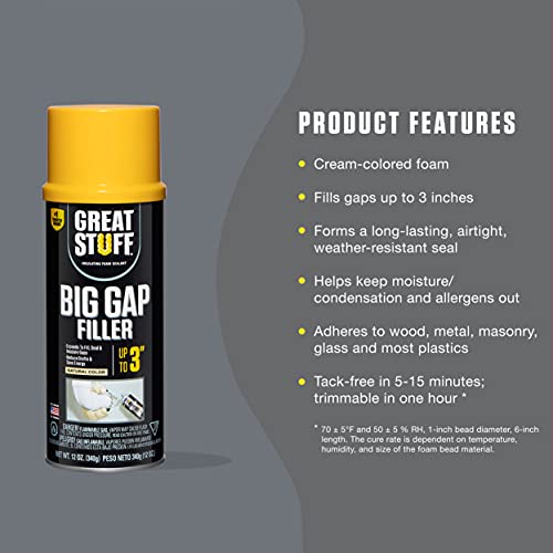 GREAT STUFF Big Gap Filler | Insulating Foam Sealant, 12 oz. – Cream (8 Pack)