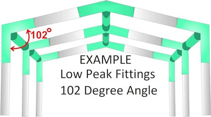 6 Leg Style Carport Canopy EMT Pipe Fittings Low Peak Connectors with 102 Degree Angle Galvanized Steel (Connects 1-3/8" Pipe) - style: Connects 1-3/8" Pipe