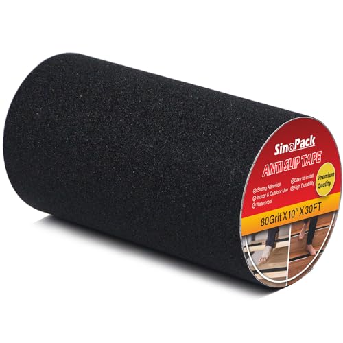 10" Anti Slip Tape, Black Non Slip Ramp for Outdoor 10Inch x 30FT Non Skid Tape, Best Grip Non Slip Strips Tape High Traction Friction Abrasive Adhesive for Stairs Step - size: 10 IN X 30 FT
