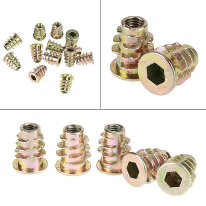 50Pcs M5x13mm Zinc Alloy Threaded Inserts for Wood - Hex Socket Drive Helical Inserts Kit