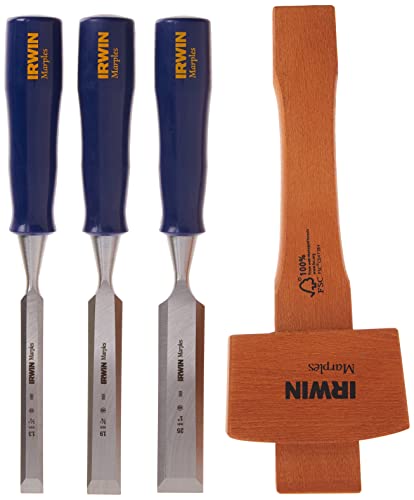 IRWIN Chisel Set for Woodworking with Mallet, 4-Piece (1788114)