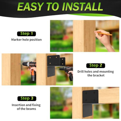 4 Pcs 12 Gauge Post Caps Tie Bracket, 6x6 Black Joist Anchor - style: 6X6