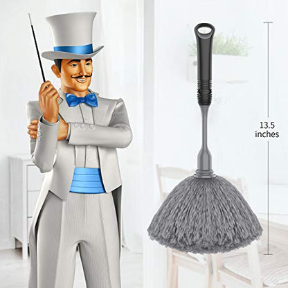 MR.SIGA Microfiber Delicate Duster with Non Slip Handle, Gray & Black