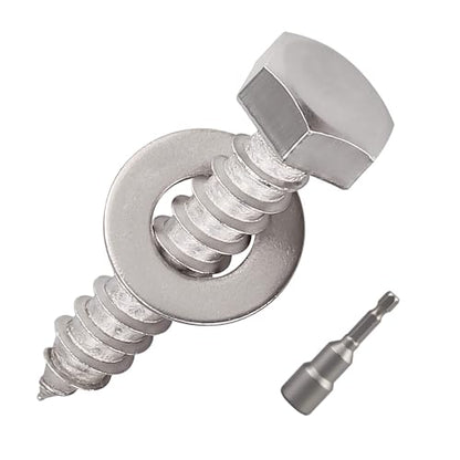 20-Sets 1/4 x 1-1/2" Hex Head Lag Screws & Flat Washers, Heavy Duty Lag Wood Screws, 304 Stainless Steel (18-8), 1/4" Bolt - size: 1/4 x 1-1/2