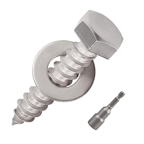 20-Sets 1/4 x 1-1/2" Hex Head Lag Screws & Flat Washers, Heavy Duty Lag Wood Screws, 304 Stainless Steel (18-8), 1/4" Bolt - size: 1/4 x 1-1/2