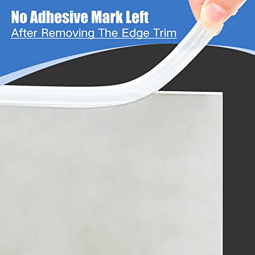 Clear Rubber Edge Trim, Self-Adhesive Transparent Edge Protector for Sheet Metal, Glasses or Flexi Glasses, Flexible Silicone Rubber Material, Fit 1/8"(3mm), U Channel Edge Guard - size: 1/8"- Length 20'